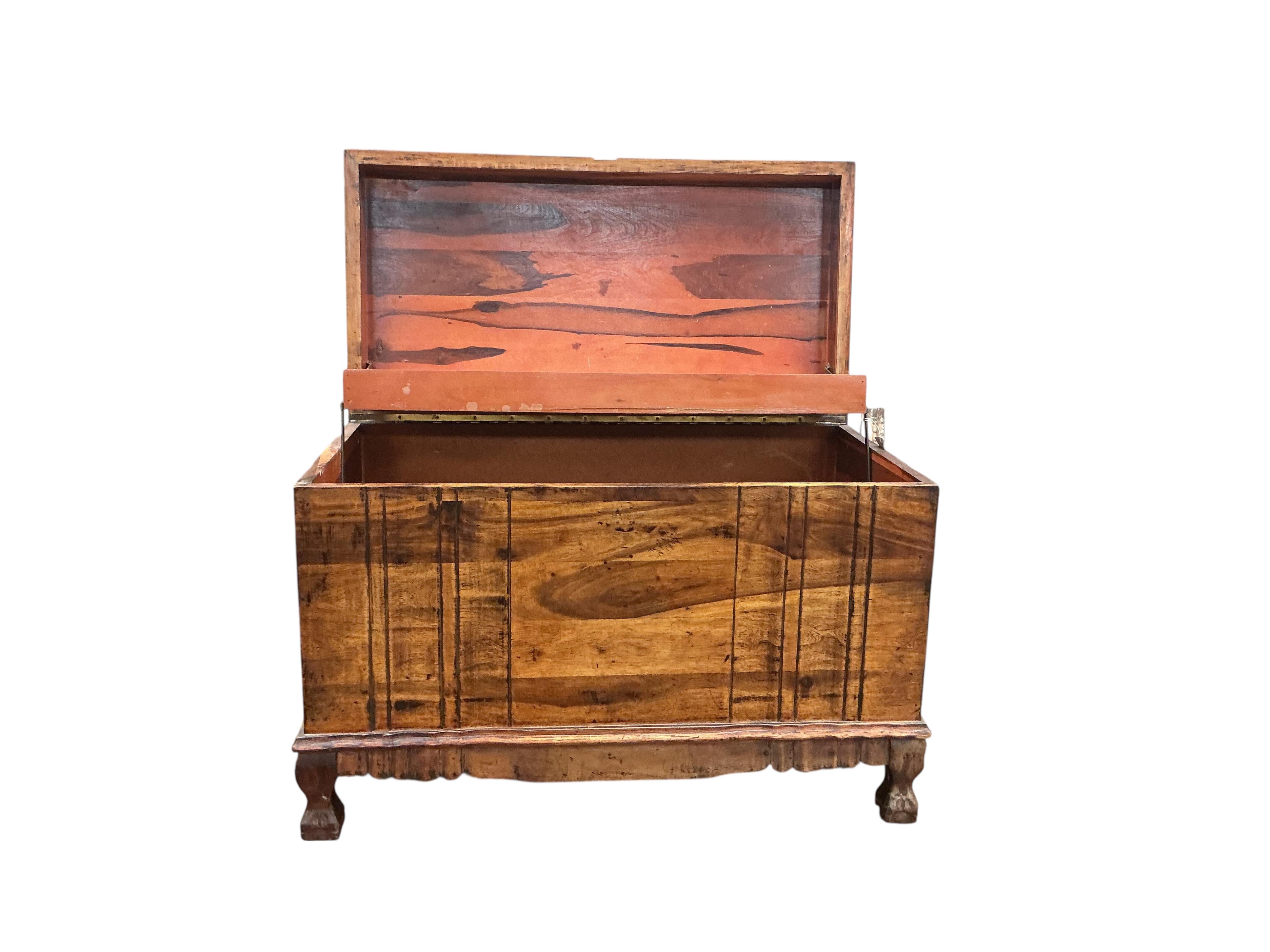 An 18th century style Portuguese cedar trunk, width 97cm, depth 52cm, height 65cm